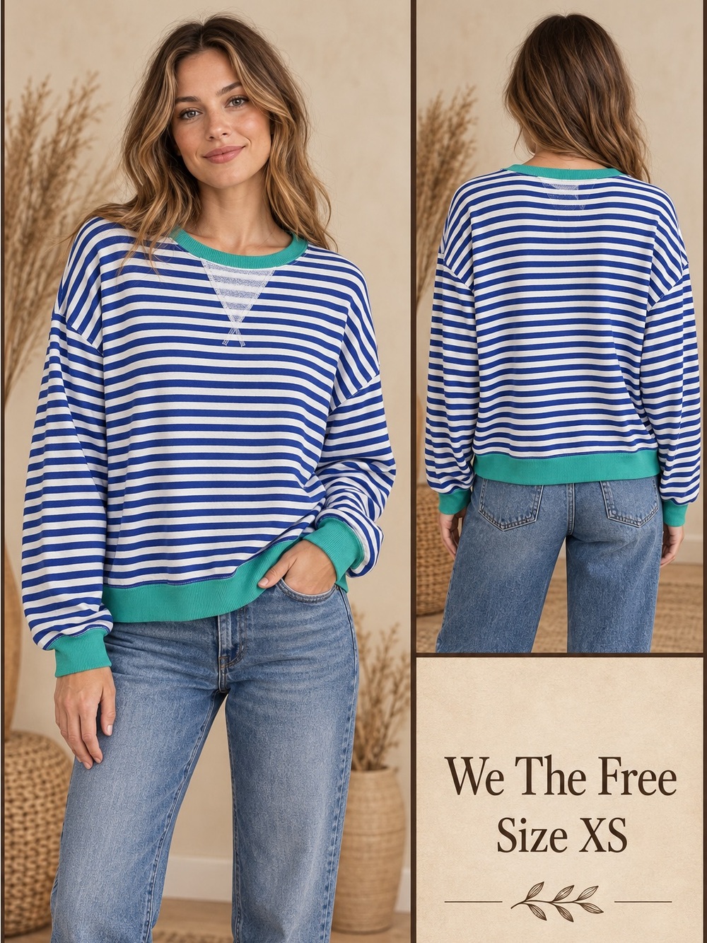 We the Free by Free People Classic Striped Oversized Crewneck